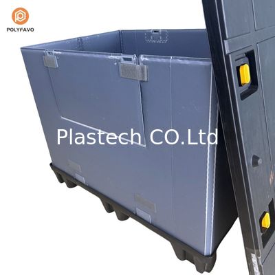 Caja palet de plástico azul plegable con funda para almacenamiento y embalaje personalizados