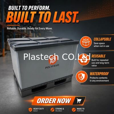 Caja de palets plegable 1200x800mm PP Contenedor plegable de panal de miel de 4 vías de entrada Fumigation libre de devolución para la logística de alimentos automáticos