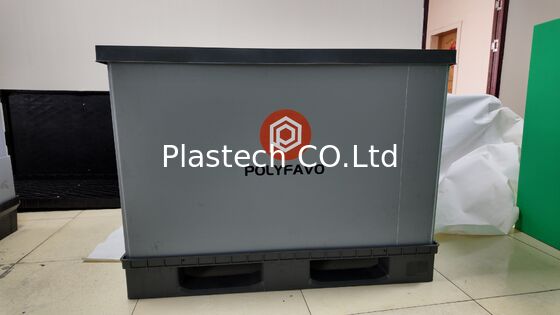 Caja de palets plegable 1200x800mm PP Contenedor plegable de panal de miel de 4 vías de entrada Fumigation libre de devolución para la logística de alimentos automáticos