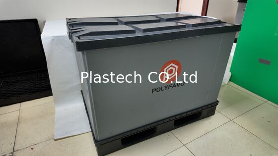 500 kg Cajas de envío Cajas de embalaje 1200 * 800 * 900 mm con tapa Contenedor plegable PolyBox