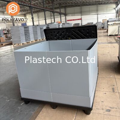 Capacidad de carga 500 kg Cajas de envío 1220 * 1140 * 900 mm Contenedor de almacenamiento de plástico Caja con panel de nido de abeja de PP
