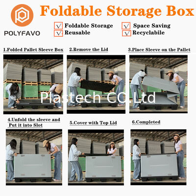 Contenedores de plástico plegables 1200x1000 cartón ondulado de manga Euro Pallet Box