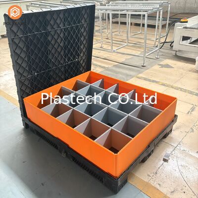 Caja plegable para almacenamiento y transporte, Caja de paleta plegable resistente apilable, Contenedor a granel con tapa y base de plástico