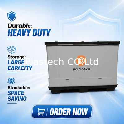 Caja de granel plegable para almacén, caja de paletas plegable espesor de pared 10 mm 12 mm, impresión de logotipo de marca personalizado apilable