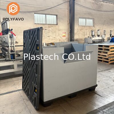 Cajas plegables espesor de pared personalizado, tapa de contenedor plegable de plástico y opciones de base, carga estática de 10 mm 12 mm 500 kg
