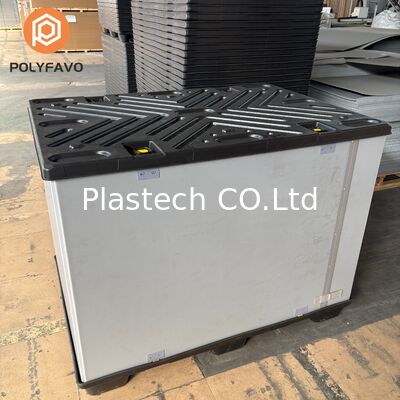 Caja de Coaming Tipo C de Dos Piezas, Caja de Manga Plegable con Forro de Espuma EVA, Caja a Granel Retornable con Base de Paleta de Plástico